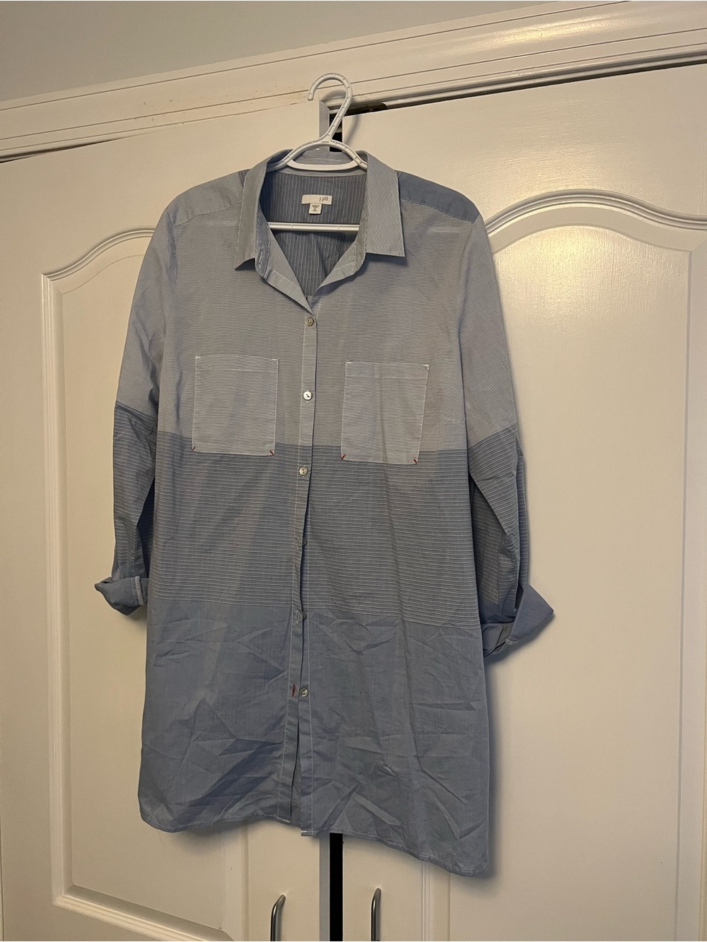 J. Jill Two-Tone Light Blue Casual Button-Down shirt dress
